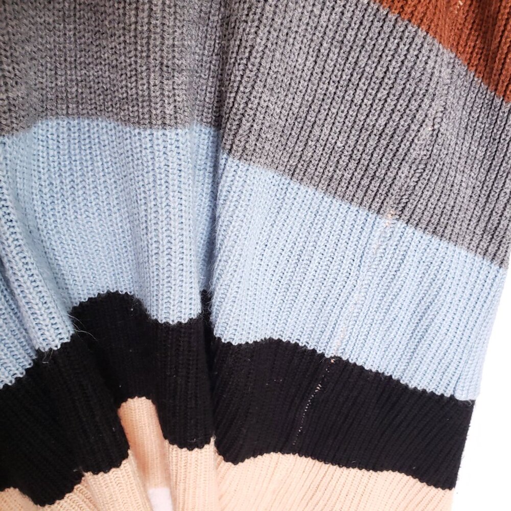 Ecowish Multicolor Colorblock Striped Long Knitted Cardigan Sweater Size L - Picture 12 of 14